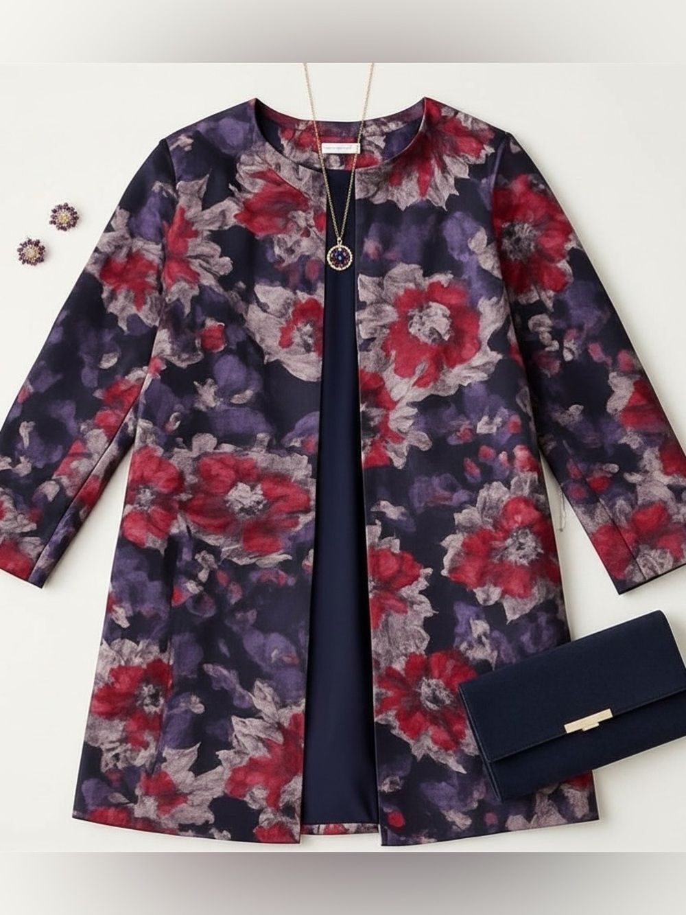 NWT Chico's Purple Floral Print Lightweight Jacket